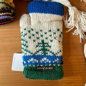 Alpaca Colorful Knit lined Fingerless Gloves gl305